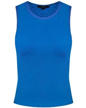 Smythe Textured-Knit Racerback Tank Top - Blue