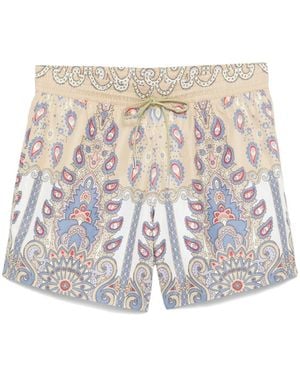 Etro Paisley-Print Swim Shorts - White