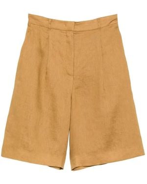 Max Mara Caravan Pleated Elasticated-Waist Shorts - Natural