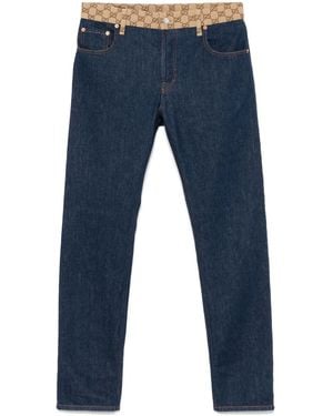 Gucci Gg Canvas Mid-Rise Tapered Jeans - Blue