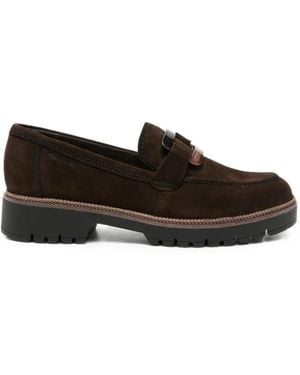 Tamaris Buckle-Detail Lug-Sole Loafers - Brown