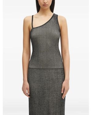 Samsøe & Samsøe Striped One-Shoulder Top - Gray