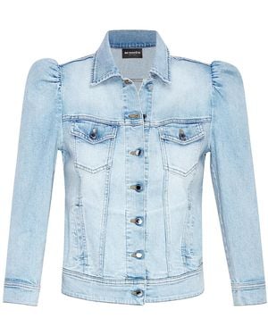 retroféte Distressed Denim Puff-Sleeve Jacket - Blue