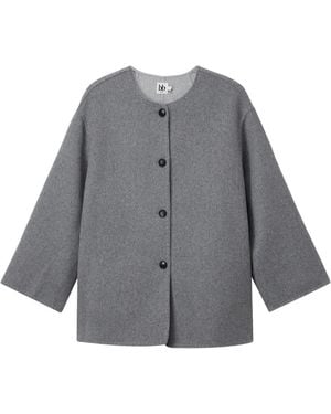 B+ AB Button Scarf Jacket - Gray
