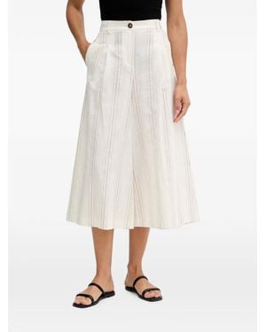 Benetton Striped Pleated Pants - White