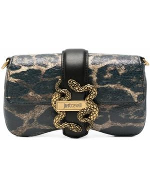 Just Cavalli Athena Animal-Print Snake-Detail Mini Bag - Grey