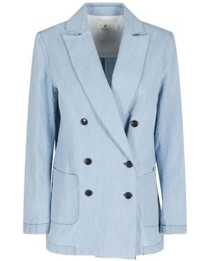 Myths Double-Breasted Notched-Lapel Jacket - Blue