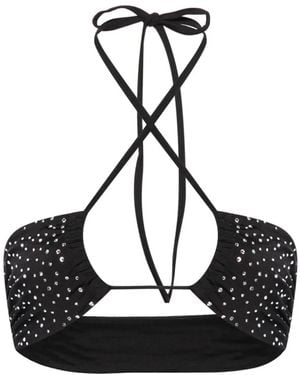 Forte Forte Rhinestone-Embellished Bikini Top - Black