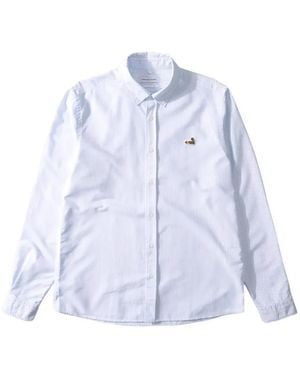 Dean Edmonds Bd Embroidered-Motif Striped Shirt - Blue