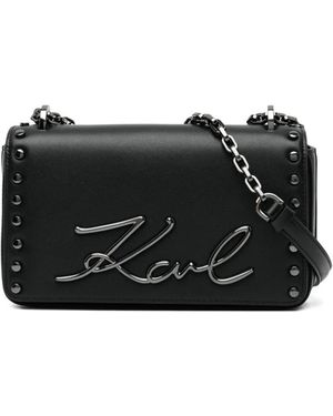 KARL LAGERFELD Signature Chain Cross Body Bag - Black