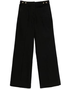 Sandro Button-Detail Wide-Leg Jeans - Black