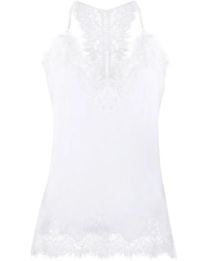 Gold Hawk Lace-Panel Tank Top - White