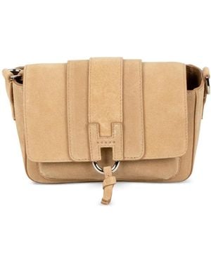 Hogan Trend Flap Suede Shoulder Bag - Natural