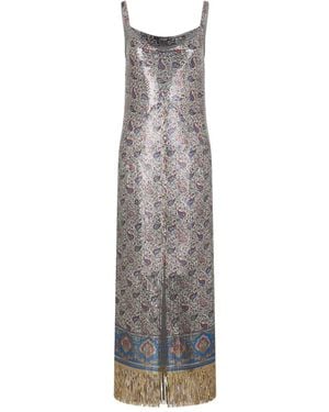 Rabanne Spaghettikleid Mit Paisley-Print - Grau
