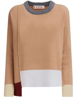 Marni カラーブロック カシミアセーター - ナチュラル