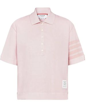 Thom Browne 4-Bar Jersey Polo Top - Pink