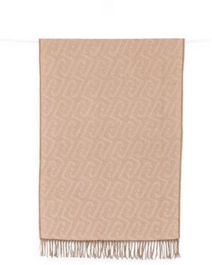 Liu Jo Monogram-Pattern Fringed Scarf - Natural