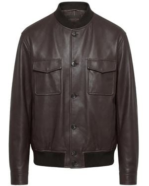 Slowear Button-Up Leather Jacket - Grey