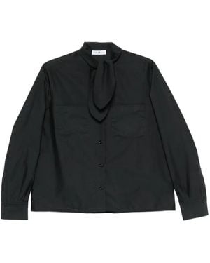 PT Torino Camisa Con Botones Y Lazo En El Cuello - Negro