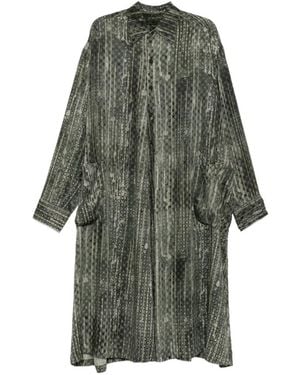 Ziggy Chen Abstract-Print Button-Up Dress - Grey
