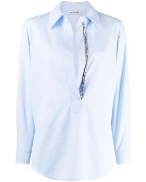 Dice Kayek Crystal-Embellished Cotton Shirt - Blue