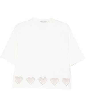 Alice + Olivia Evan Crystal Hearts Cut-Out T-Shirt - White