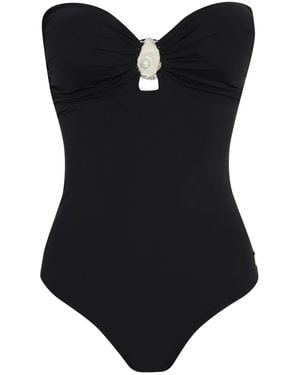 Brigitte Bardot Costume Da Bagno Con Applicazione - Nero