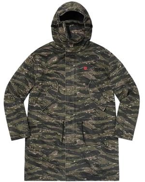 Supreme Camouflage-Pattern Tiger-Print Parka Coat - Gray