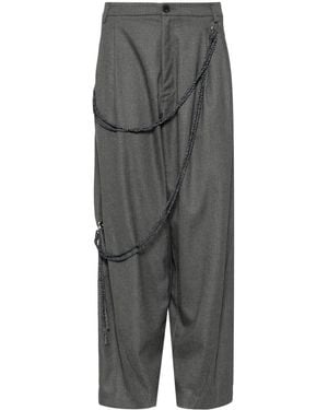 DARKPARK Chain Adorned Wide-Leg Pants - Gray