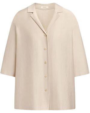 12 STOREEZ Button-Front Short-Sleeve Shirt - Natural