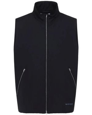 Jil Sander Logo-Print Funnel-Neck Gilet - Blue
