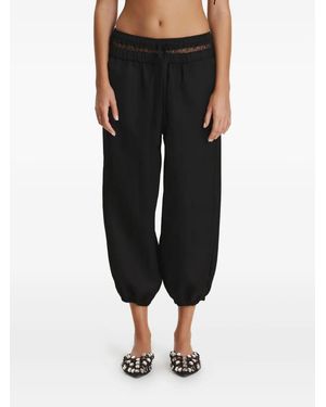 Pink Lace Drawstring Trousers - Black