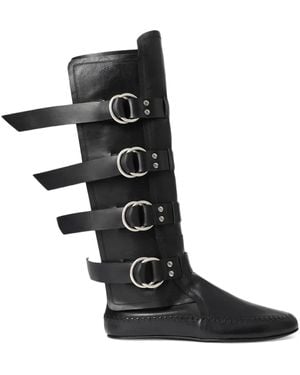 Ann Demeulemeester Siver Biker Knee-High Boots - Black