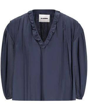 Jil Sander Ruffled Pleated Blouse - Blue