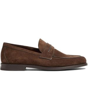 ZEGNA Suede Penny Loafers - Brown