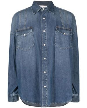 McQueen Long-Sleeved Buttoned Denim Shirt - Blue