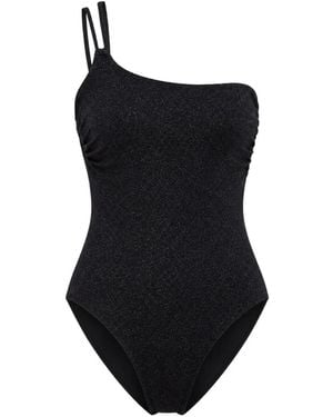 Benetton One-Shoulder Textured Swimsuit - Black