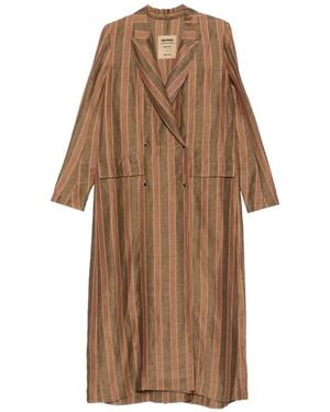 Uma Wang Cappotto Doppiopetto Camelot A Righe - Marrone
