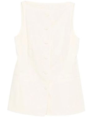Mark Kenly Domino Tan Buttoned Waistcoat - White
