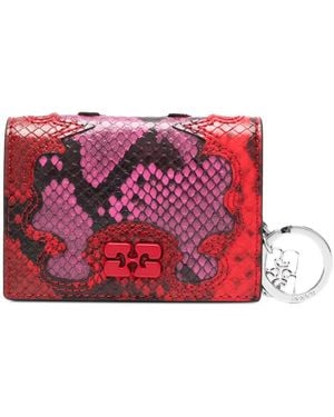 Ganni Snakeskin Charm Cardholder - Red
