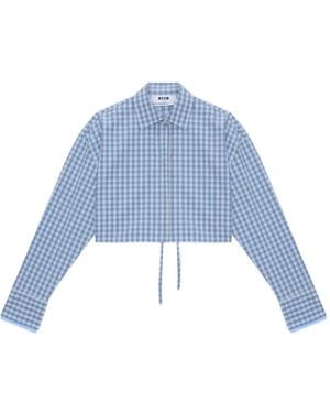 MSGM Chemise À Fermeture Nouée - Blue