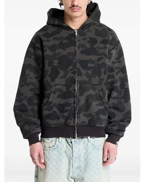 A Bathing Ape Camo-Print Zip-Up Hoodie - Black