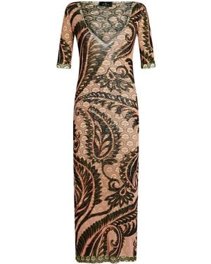 Etro ペイズリー チュールマキシドレス - ナチュラル