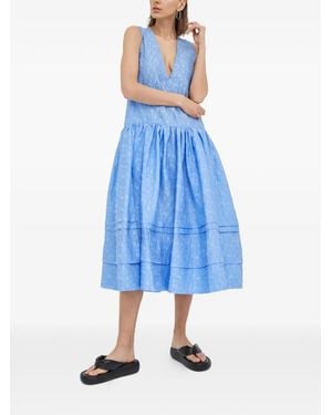 Lovechild 1979 Ärmelloses Kleid Mit Blumenstickerei - Blau