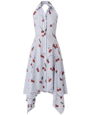 Monse Cherry-Print Striped Midi Dress - White