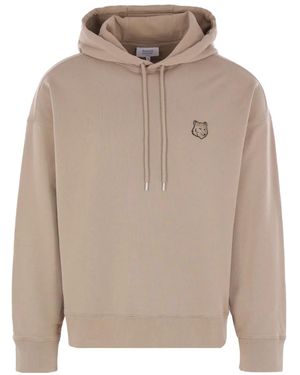 Maison Kitsuné Fox-Motif Long-Sleeve Hoodie - Natural