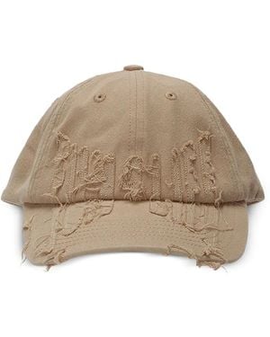 Kap Company Frayed Print Baseball Cap - Natural