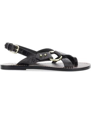 Soeur Circle Crocodile Effect Sandals - White