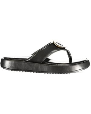 Laura Biagiotti Logo-Plaque Platform Sandals - Black