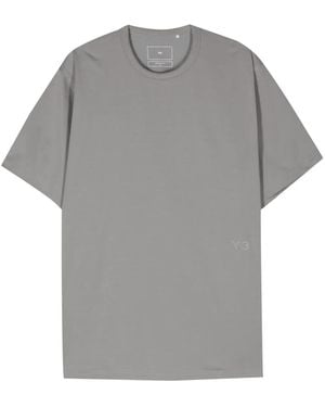 Y-3 Logo-Print Cotton-Blend T-Shirt - Grey